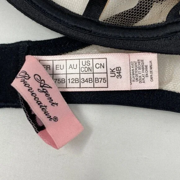 Agent Provocateur Rubi Black Silver Nude Bra 34B New